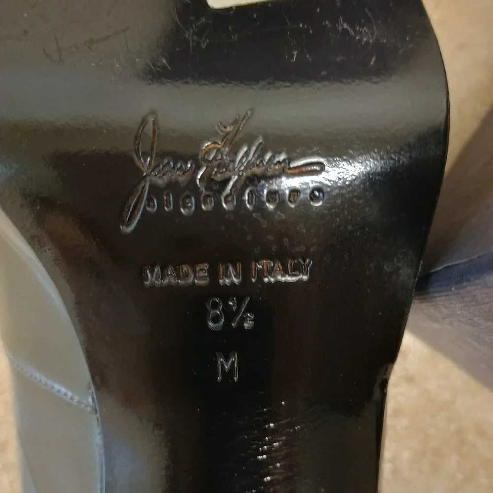 JOAN & DAVID New Dark Gray Leather Sandal Sling Back Pump Sz 8.5 Hand Made Italy